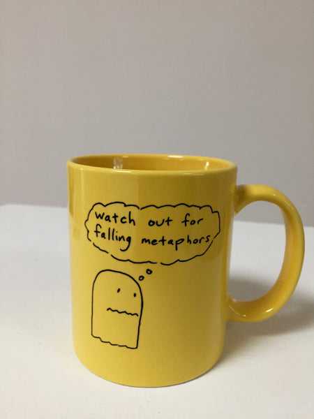 'watch out for falling metaphors' coffee mug